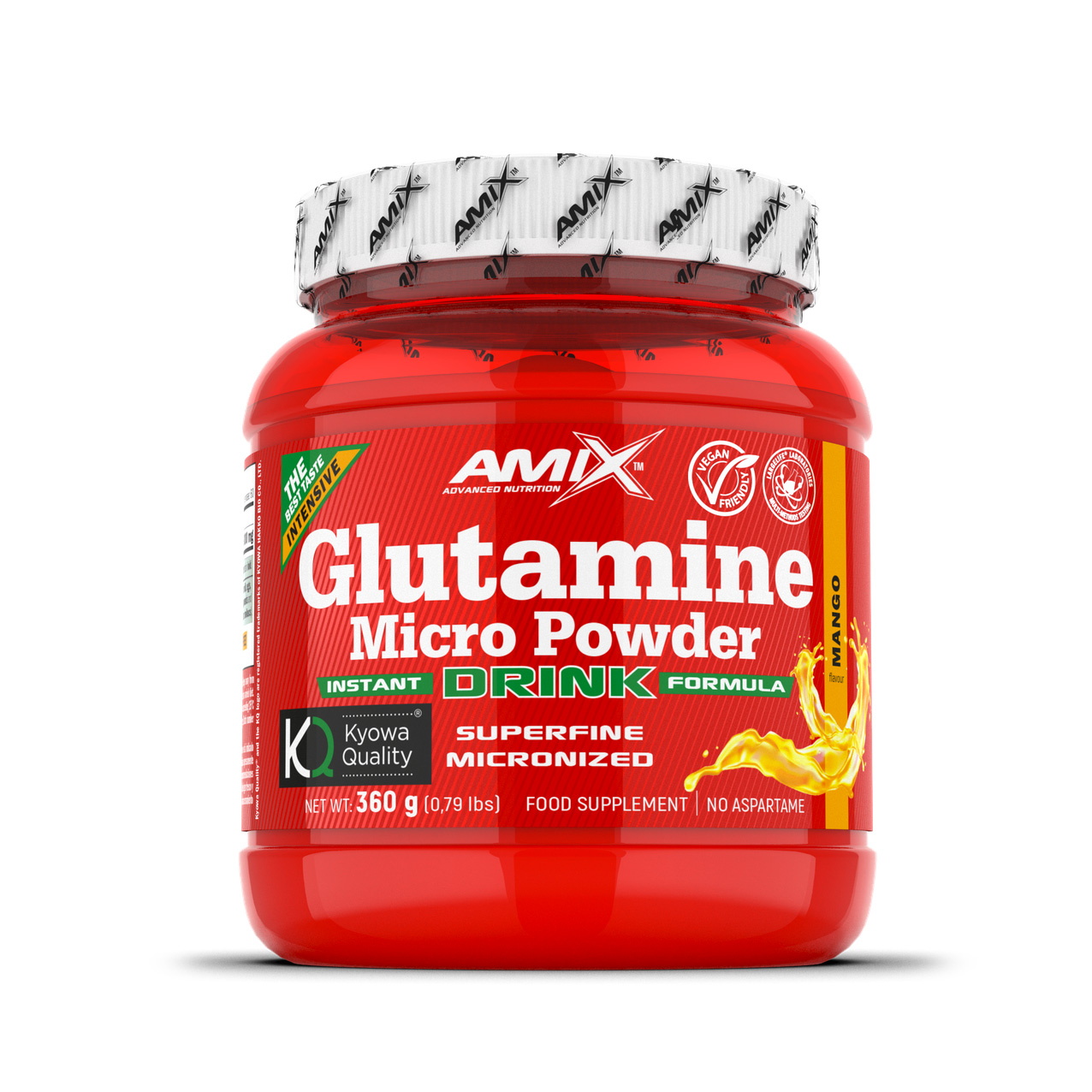 Amix Glutamine Micro Powder Drink, Mango, 360g