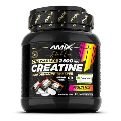 Black Line Creatine Creapure 2500mg Chewable Tabs Zero Sugar 60tbl Multi flavour