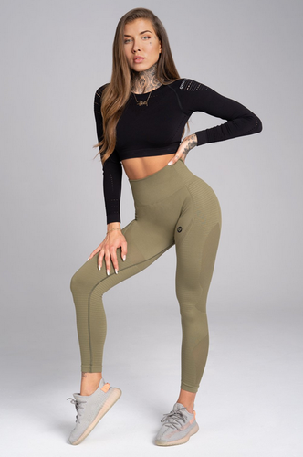 Gym Glamour Legíny bezešvé Combat Khaki